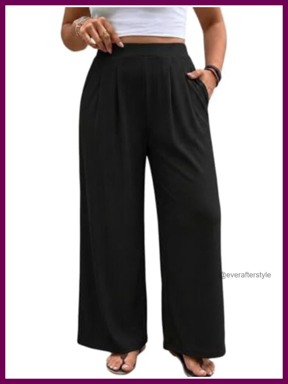 Plus Size Wide Leg Palazzo Pants High Waisted Pull On Stretch Knit